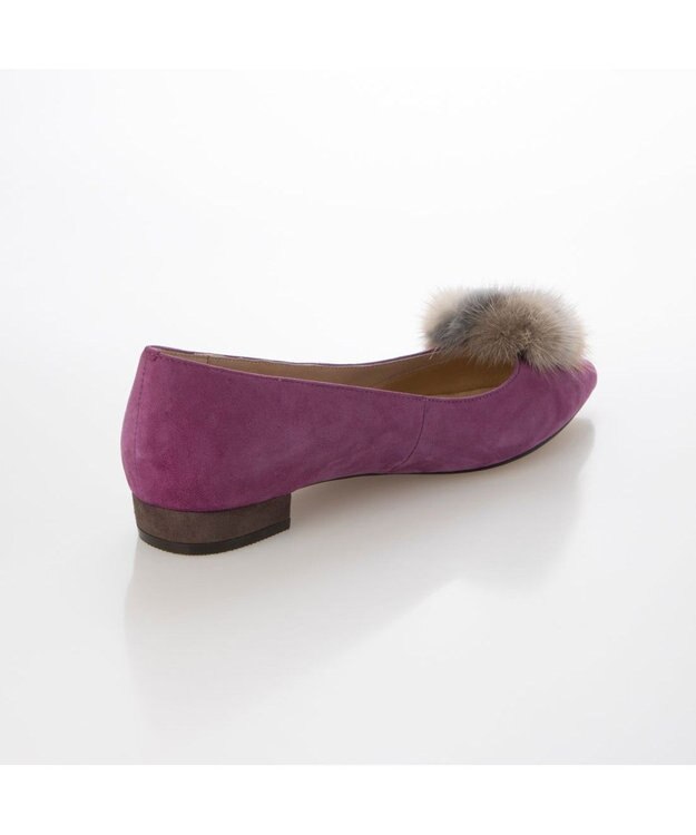 MODE ET JACOMO <MODE ET JACOMO>ファー付ポインテッドトゥフラットパンプス パープルスエード