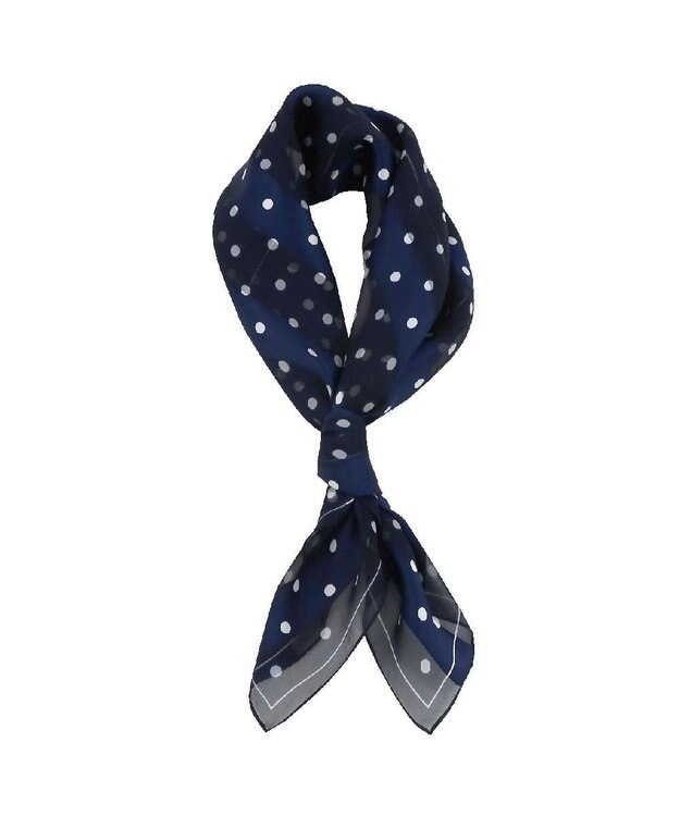 Marca 【Marcaオリジナル】サテンストライプドット 小判 サテンストライプ スカーフ ネイビー