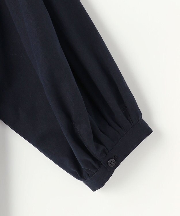 自由区 バンドカラーコットン ブラウス ネイビー