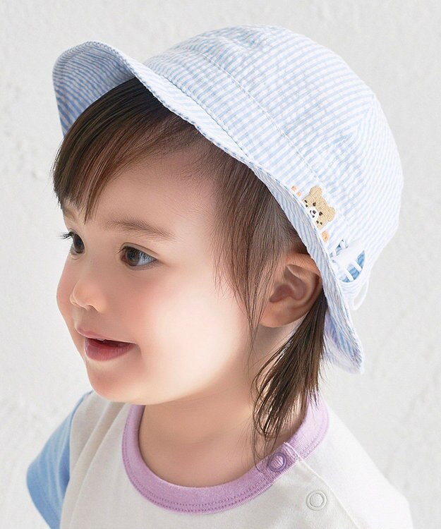 MIKI HOUSE HOT BISCUITS 【44-54cm】サッカー素材 ストライプ柄クロッシェ(帽子)