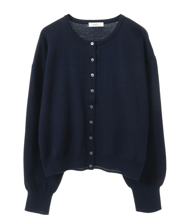 earth music&ecology ＵＶカット加工クルーネックニットカーディガン Dark Navy