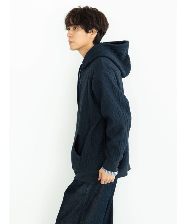CRAFT STANDARD BOUTIQUE ケーブル柄カットパーカー1 Navy
