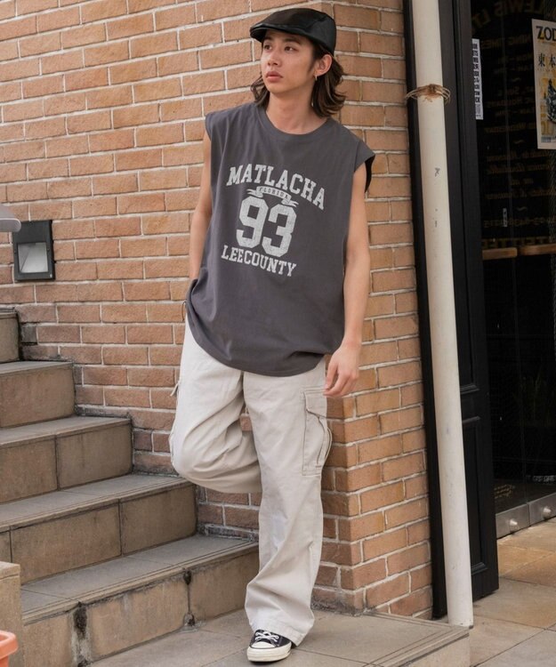 WEGO 【ユニセックス着用ITEM/MLサイズ展開】ヴィンテージライクグラフィックノースリーブ 柄5