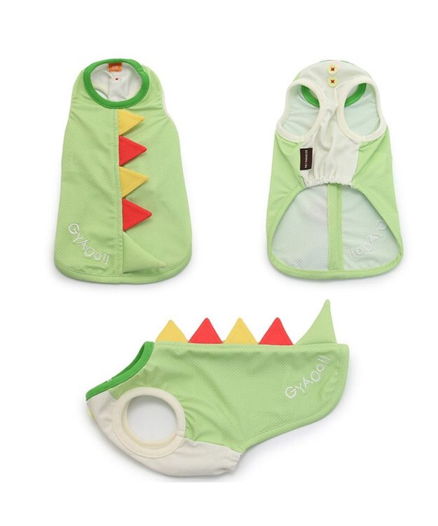 PET PARADISE クール メッシュ 接触冷感 虫よけ 恐竜タンクトップ 【中型犬】【大型犬】 クールマックスエコメイド 黄緑