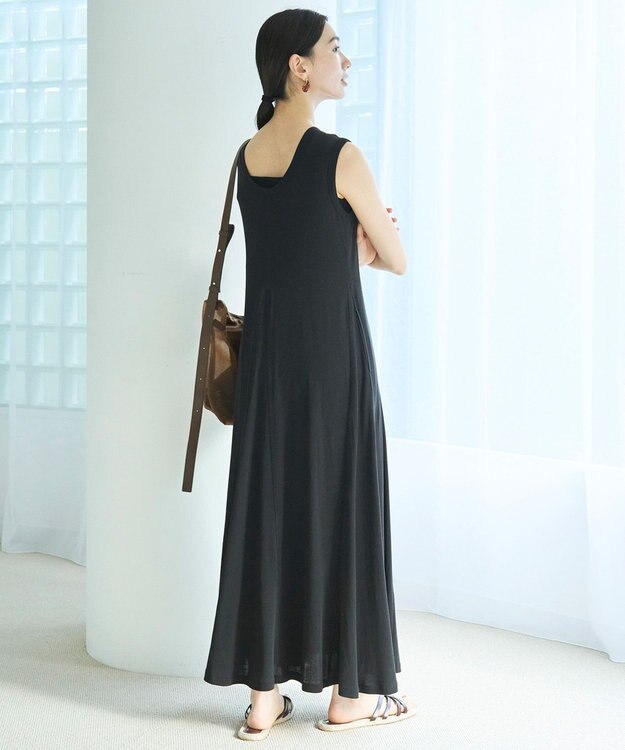 UNFILO ドライタッチフライス フレアワンピース ブラック