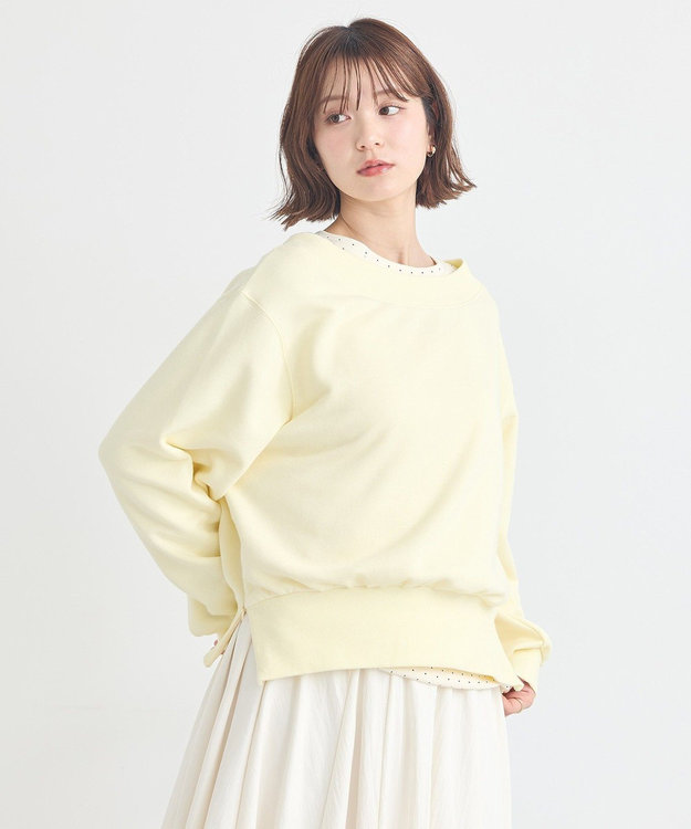 earth music&ecology 裾スリット裏毛プルオーバー Yellow