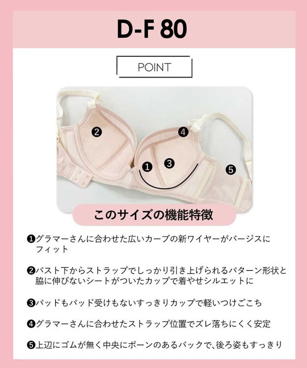 AMPHI ブラジャー パーソナル設計 脇高 背中スムージング 【stylist 4U スタイリストフォーユー】 A～Gカップまで対応 大きいサイズ ブラ BOG300 アンフィ／ワコール ピーチ