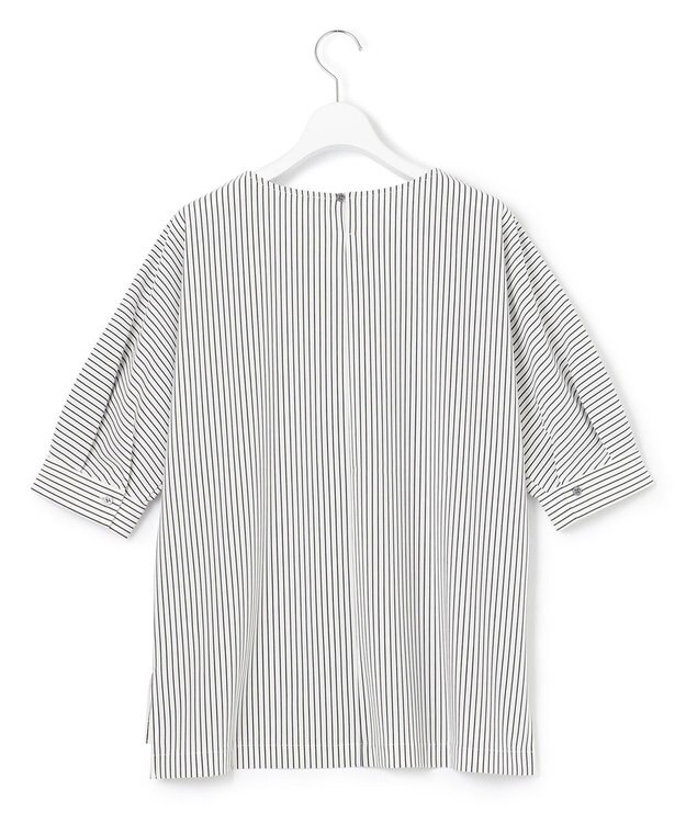 23区 【洗える】タックディテールプルオーバー ストライプ カットソー ネイビーストライプ