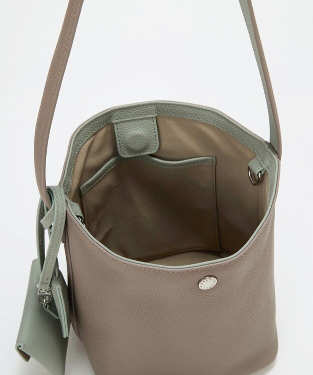 TOPKAPI 【Breath TOPKAPI】DUAL デュアル シュリンクレザー バイカラー 2way ワンハンドル ショルダーバッグ チャーム付き グレージュ