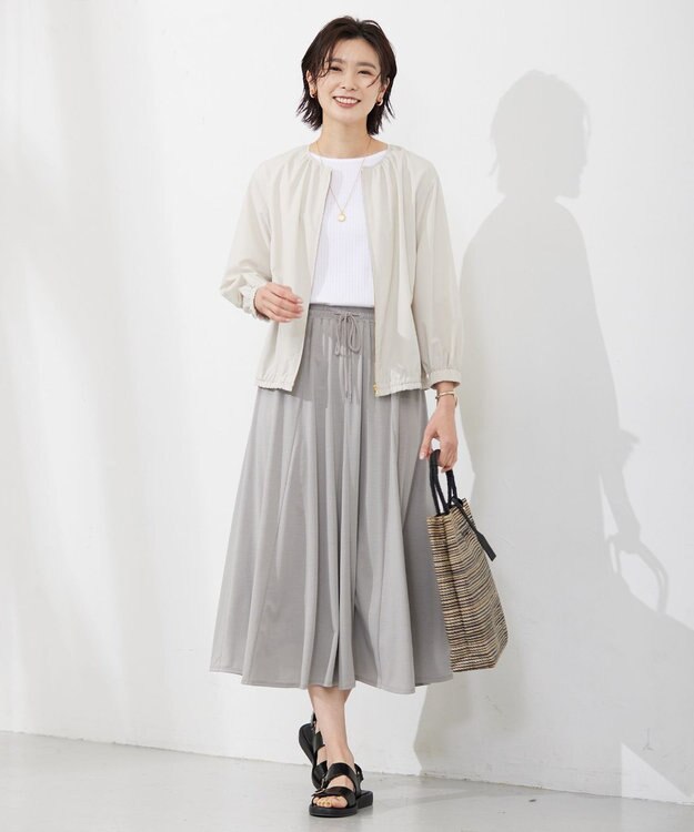 J.PRESS LADIES L コットンリブ タックスリーブ カットソー ホワイト系