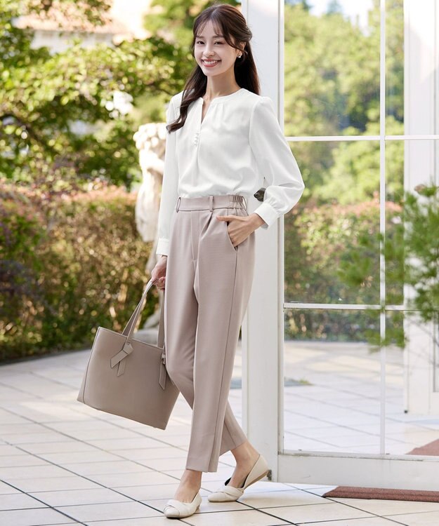 Tiaclasse 【洗える】スキッパー衿ボタンブラウス オフホワイト