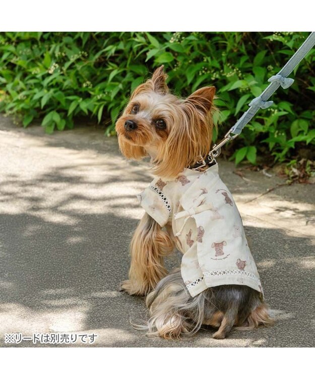 PET PARADISE ペットパラダイス 甚平 《くま いっぱい柄》 小型犬 ホワイト×ブラウン