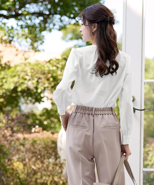 Tiaclasse 【洗える】スキッパー衿ボタンブラウス オフホワイト