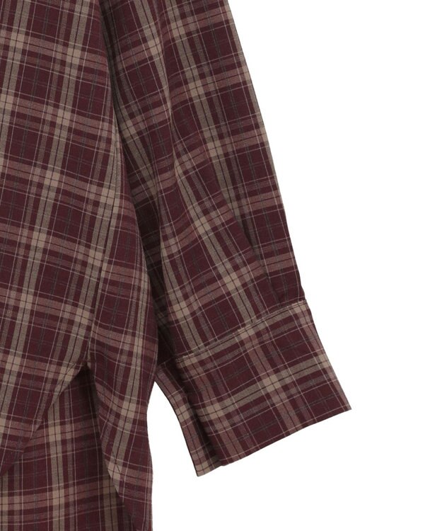 earth music&ecology フーディーチェックシャツ Bordeaux