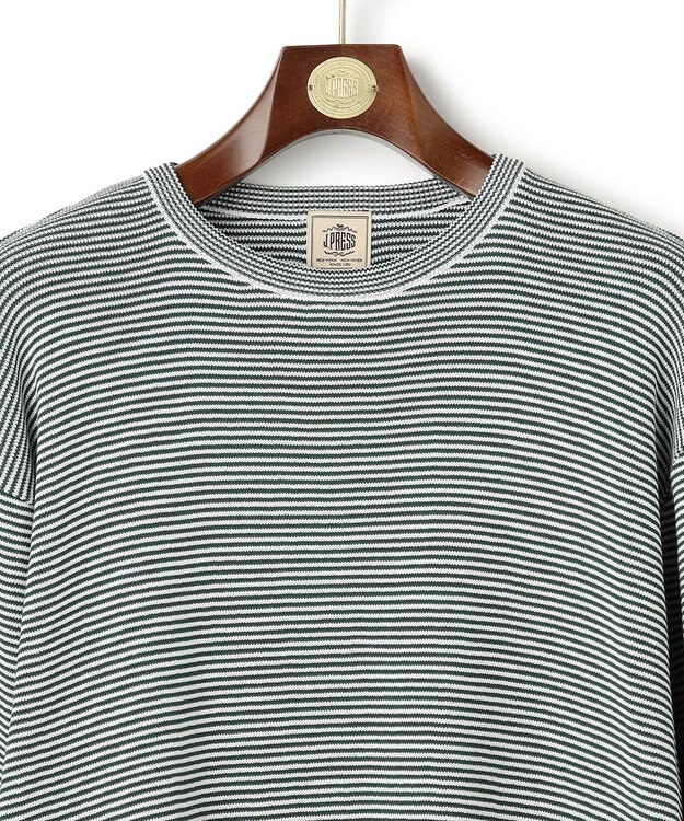 J.PRESS MEN 【Tシャツ感覚で着られる新感覚ニット】ボーダーニット ロングスリーブＴシャツ グリーン系1