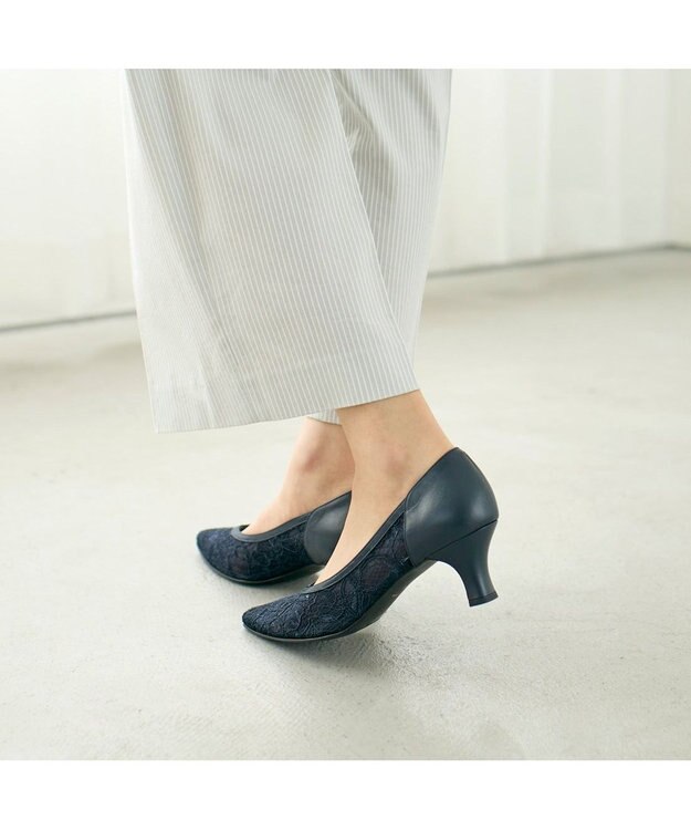 Riz raffinee <Riz raffinee>Ｖカットレースパンプス ネイビー
