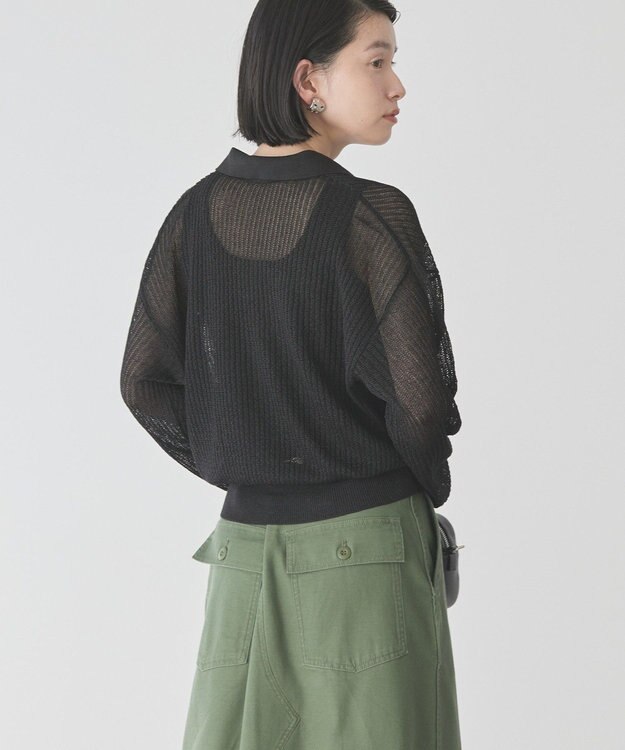 AMERICAN HOLIC メタルライクニットポロ Black