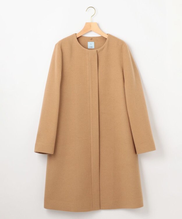 組曲 【WEB限定】ウールモッサ フーデットロングコート ベージュ系