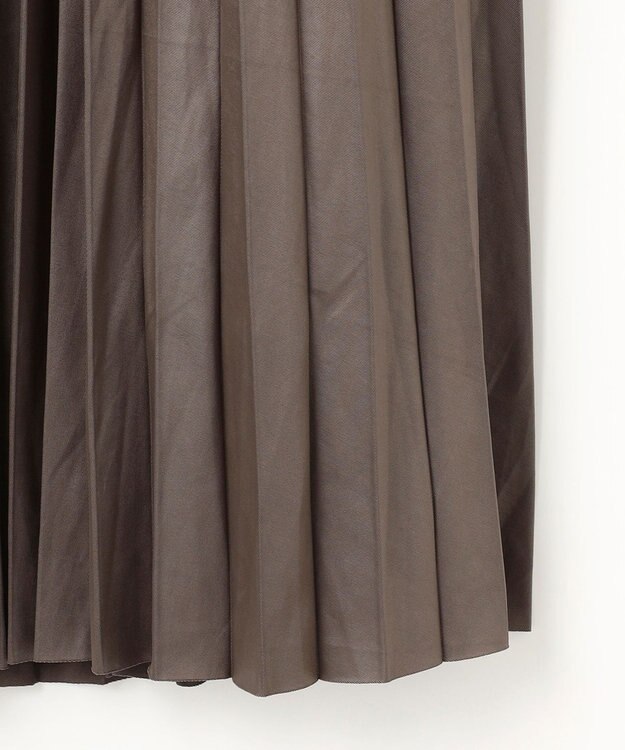 ANY 【ウエストゴム】レザーライクプリーツスカート ブラウン