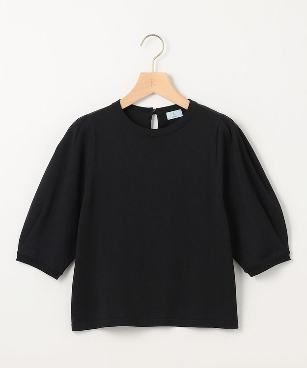 組曲 クルミボタン5分袖ニット ブラック系