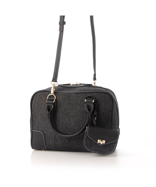 LA BAGAGERIE コットンクラシックミニボストン ブラックデニム