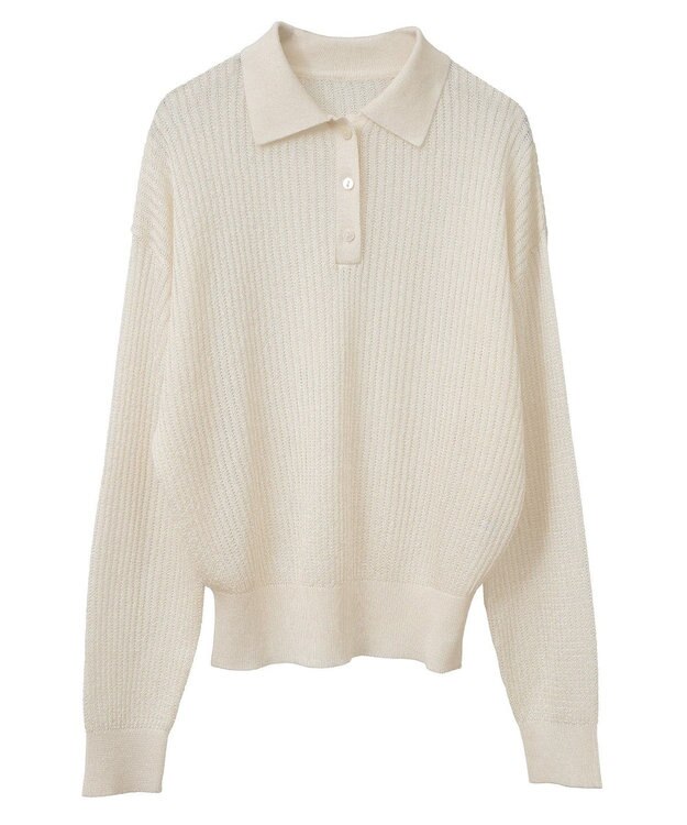 AMERICAN HOLIC メタルライクニットポロ Off White