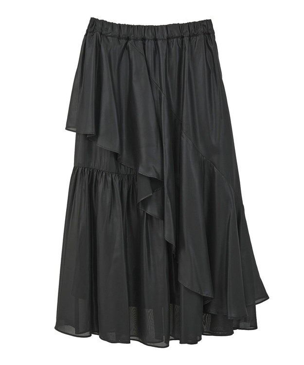 earth music&ecology シャイニーラッフルスカート Black
