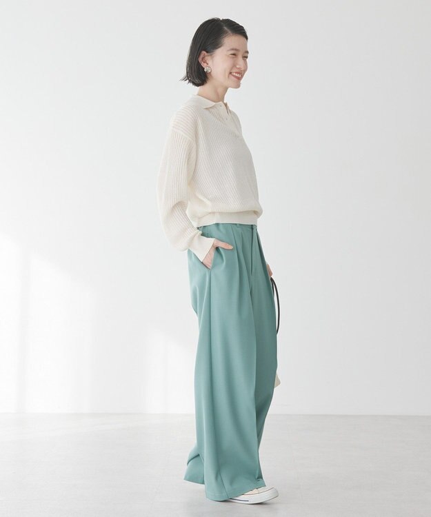 AMERICAN HOLIC メタルライクニットポロ Off White