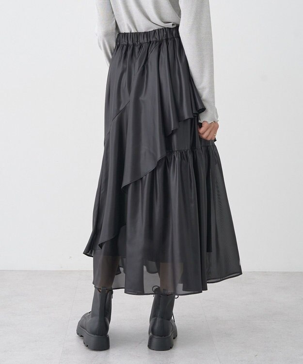 earth music&ecology シャイニーラッフルスカート Black