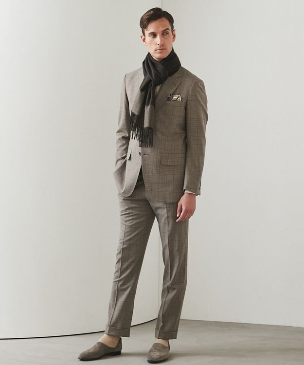 GOTAIRIKU 【カシミヤ100%】 幅広 マフラー(40cm×180cm) ベージュ系