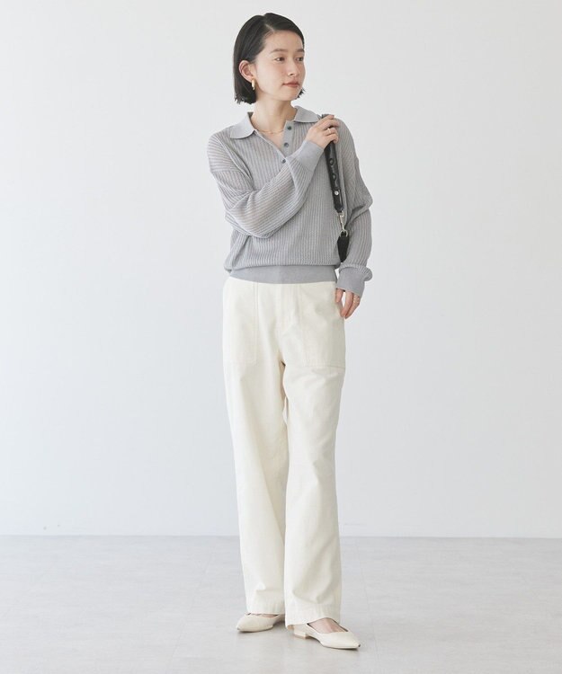 AMERICAN HOLIC メタルライクニットポロ Light Gray