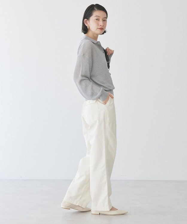 AMERICAN HOLIC メタルライクニットポロ Light Gray