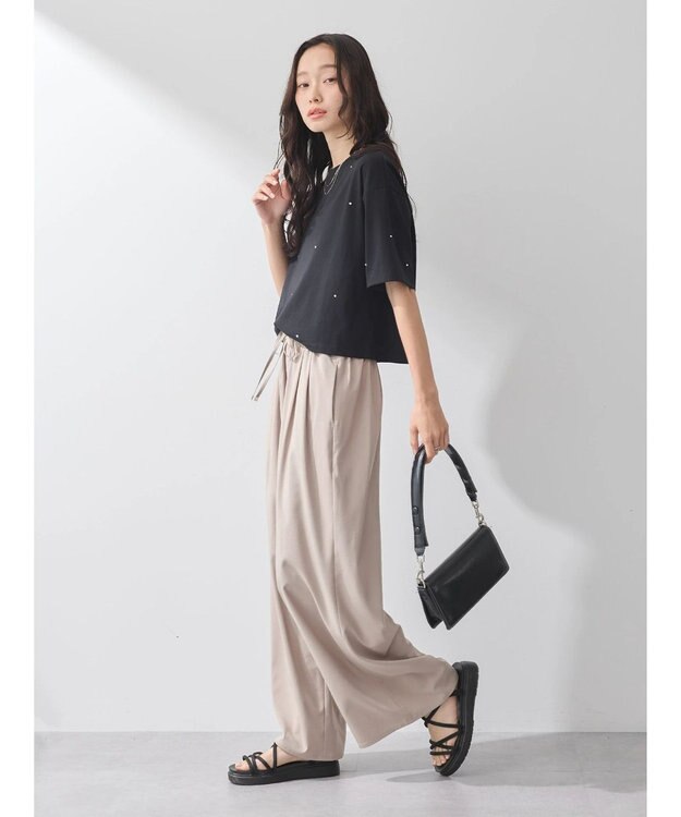 earth music&ecology ゆるてろワイドパンツ Beige