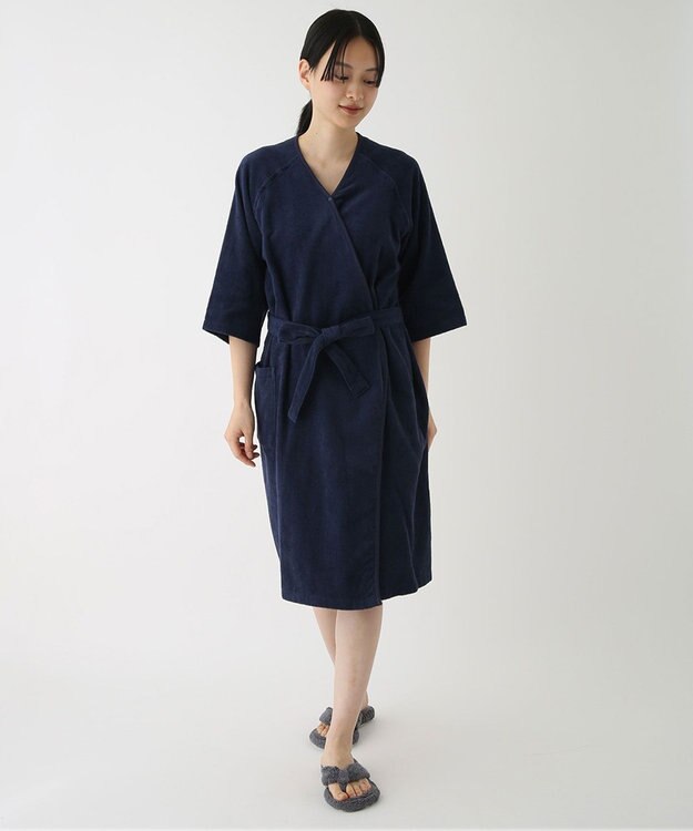 UCHINO エアリータッチ ラグランレディスローブ ダークブルー