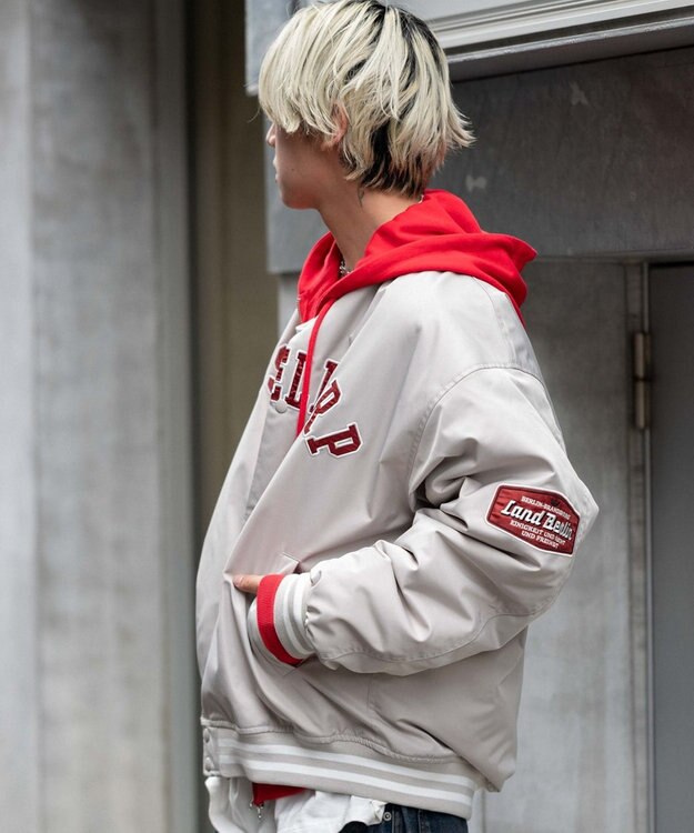 WEGO 【ユニセックス着用ITEM】グラフィックパファースタジャン グレー