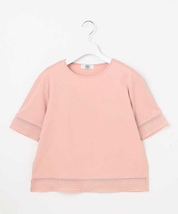 J.PRESS LADIES 【洗える】スムースジャージー レース カットソー ピンク系