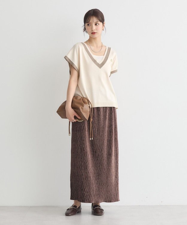 earth music&ecology シャイニーベロアスカート Brown