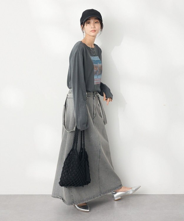 CRAFT STANDARD BOUTIQUE ラメ天竺フォトプリントロンTEE Charcoal Gray
