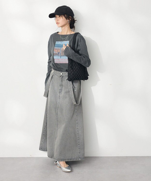 CRAFT STANDARD BOUTIQUE ラメ天竺フォトプリントロンTEE Charcoal Gray