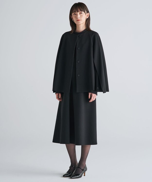 ICB 【洗える・ブラックフォーマル】 TaPeダブルクロス ケープコート ブラック系
