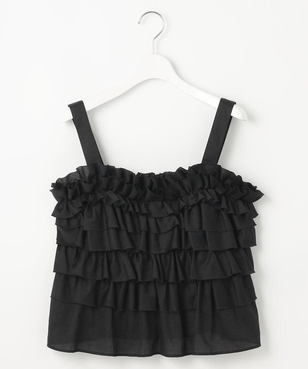 23区 【GOLD LABEL】コットンサテン フリルキャミソール ブラック系