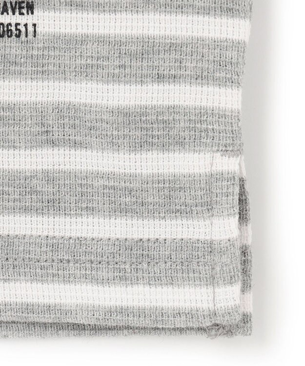 J.PRESS MEN ワッフルボーダー ロングTシャツ グレー系1