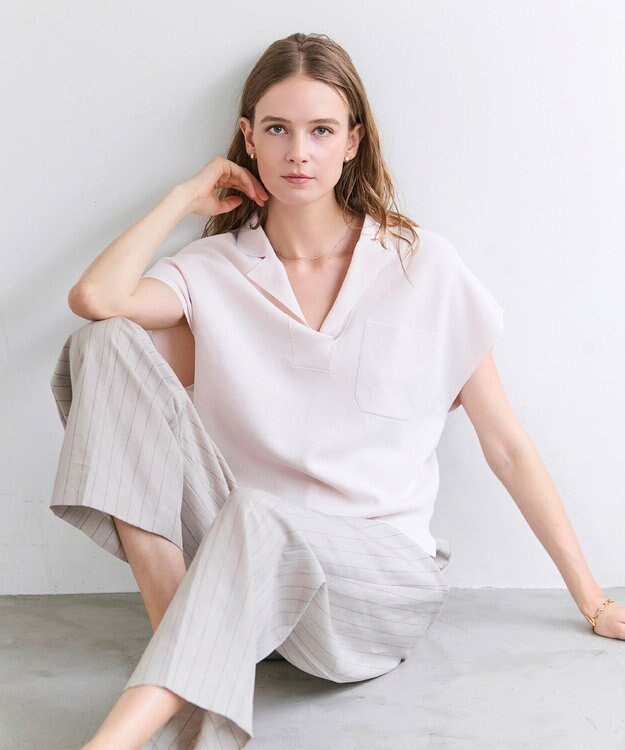 BEIGE， NADIA / ストレッチ スキッパーニット Pink