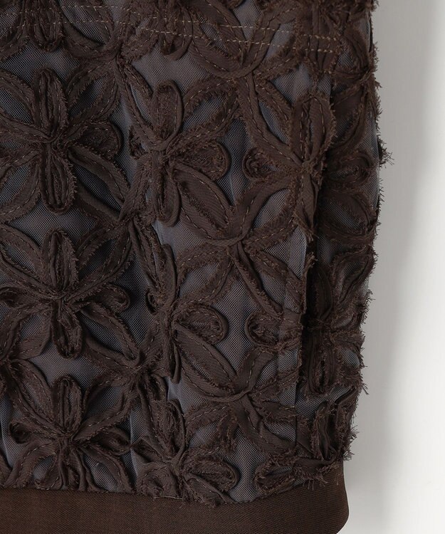 自由区 L 【17号サイズまで展開】テープエンブロイダリー ブルゾン ブラウン