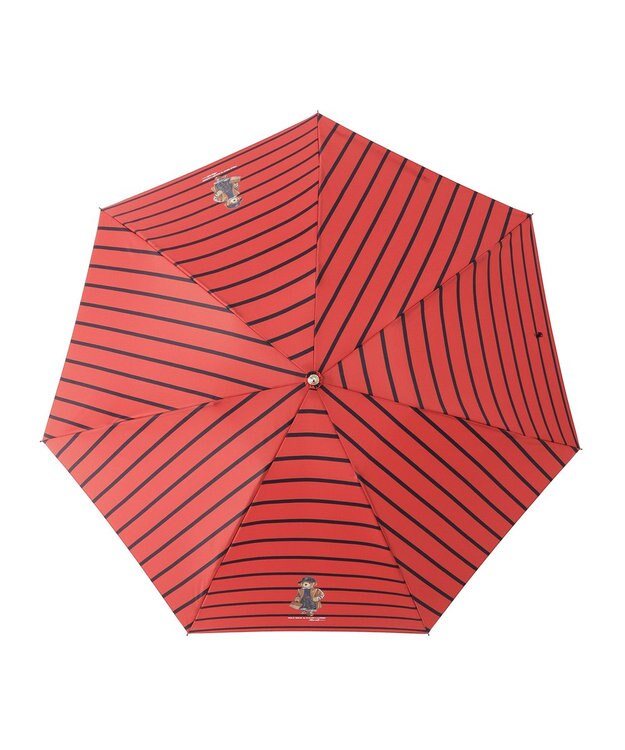 MOONBAT POLO RALPH LAUREN 折りたたみ傘 ボーダーストライプ POLO BEAR レッド