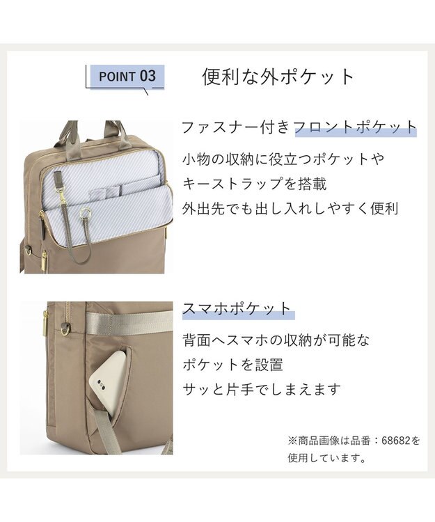 ACE BAGS & LUGGAGE ace. フィッテム レディースビジネスリュック エキスパンド A4 14.0インチPC 68684 エース ベージュ