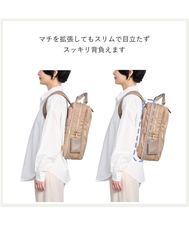 ACE BAGS & LUGGAGE ace. フィッテム レディースビジネスリュック エキスパンド A4 14.0インチPC 68684 エース ベージュ