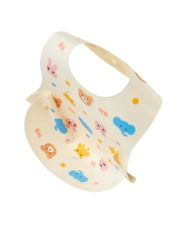 MIKI HOUSE HOT BISCUITS 総柄 お食事スタイ アイボリー