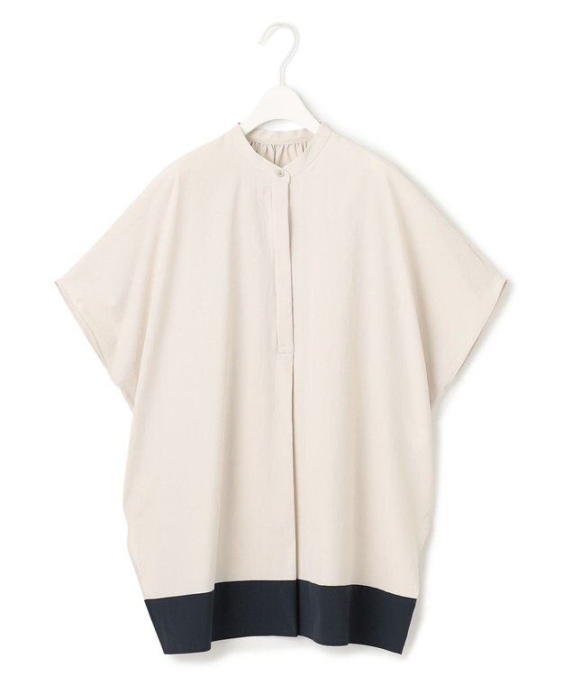 ICB L 【接触冷感・UVカット・洗える】 RENUソフトタイプライター ブラウス トープ×ネイビー系