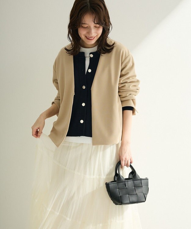 Green Parks Ｏ．洗えてストレッチ　ノーカラージャケット Light Beige